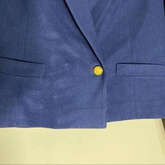 Pendleton Cropped Wool Navy Blazer 8 Virgin Wool - Picture 4 of 10